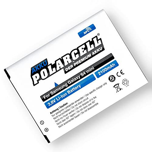 PolarCell NFC Akku für Samsung Galaxy S4 Mini GT-i9190 | DuoS GT-i9192 | LTE GT-i9195 | ersetzt Original-Batterie EB-B500BE EB-B500BU EB-BG357BBE | 2100mAh | Ace 4 SM-G357FZ Ace Style LTE SM-G357FZ