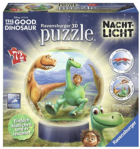 Ravensburger 12167 3-D Puzzles, The Good Dinosaur, 72 Teile, 3D Puzzle-Ball Nachtlicht