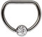 Brust Piercing Titan D-Ring 1,6 x 14 mm mit 5 mm Steinkugel in klar