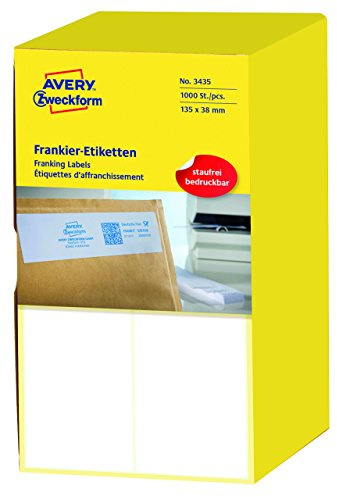 AVERY Zweckform 3435 Frankier-Etiketten (Papier matt, 1.000 Etiketten, 135 x 38 mm) 1 Pack weiß