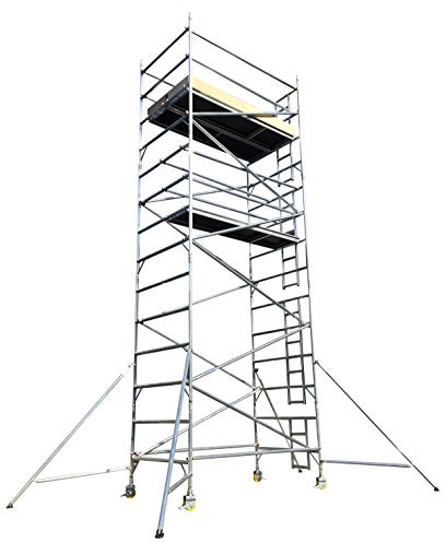 Aluminium Industrial Scaffold Tower Single Width (0.85m) x 1.8m Long x 5.7m Working Height