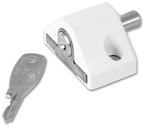 ERA 100-12 Patio Door Lock Security Bolt in White with Pair of Keys
