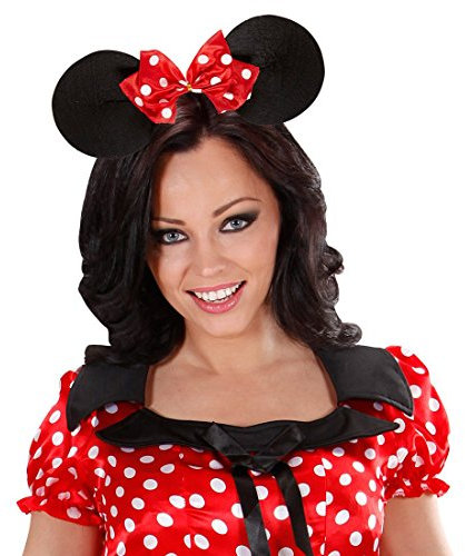 NET TOYS Mäuseohren Haarreif Mini Maus Haarreifen Mäuschenohren Mauseohren mit großer Fliege Maus Ohren Kopfschmuck Kopfbügel Mäuschen Kostüm