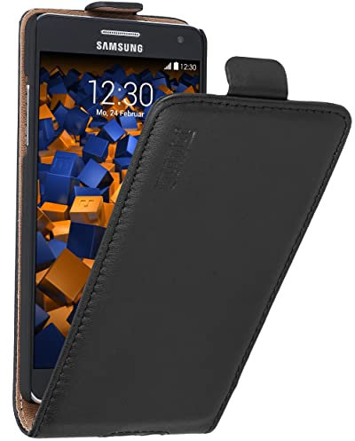 mumbi Echt Leder Flip Case kompatibel mit Samsung Galaxy A5 2015 Hülle Leder Tasche Case Wallet, schwarz