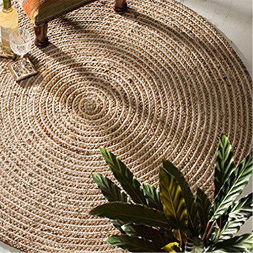 Indian Arts Fair-Trade-Teppich, rund, geflochten, aus Jute und Baumwolle 90cm Diameter beige