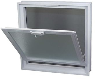 Fuchs Design Ventana de ventilación (384x384x80 mm) Blanca en lugar de 4 bloques de vidrio tamaño 19x19x8 cm - con mosquitera