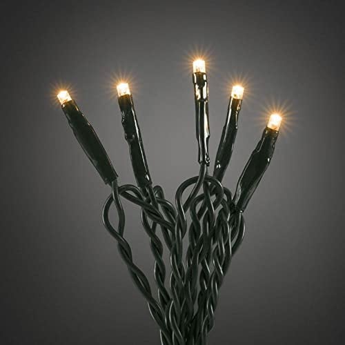 Konstsmide Micro LED Lichterkette, verschweißt, 35 bernsteinfarbene Dioden, 24V Innentrafo, dunkelgrünes Kabel - 6352-820, Bernstein