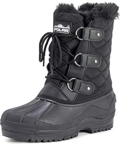 Polar Donna Short La Neve Inverno Tattico Montagna Impermeabile Escursionista Metà Polpaccio A Passeggio Stivali - Nero - UK6/EU39 - YC0363