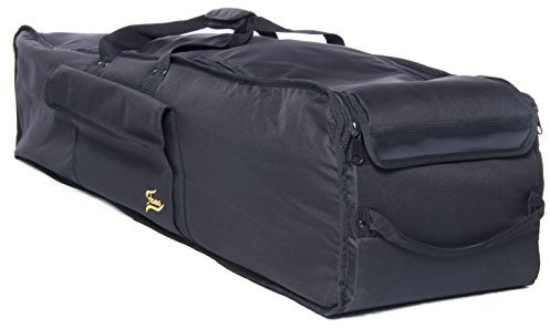 Fame Hardware Bag Trolley, 108x30x28 cm, Robuste Gepolsterte Drum Hardware Tasche, Nylon, Reißfest, Wasserabweisend, mit Rollen, Extra Verstärktem Boden, Schwarz