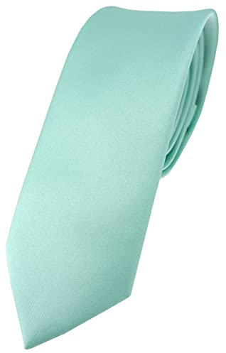 TigerTie - schmale Satin Krawatte in mint grün Uni einfarbig