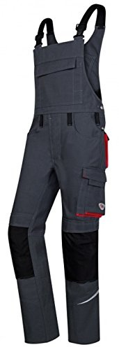 BP 1804-720-5681-48s Latzhose, Stretch-Hosenträger mit Clipbefestigungen, 305,00 g/m² Verstärkte Baumwolle, anthrazit/rot, 48s