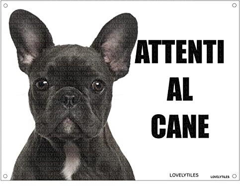 BULLDOG FRANCESE attenti al cane mod 3 TARGA cartello IN METALLO (20X30)