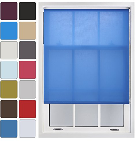 FURNISHED Blinds Window Custom Made to Measure Daylight Roller Blinds - Sheer Non-blackout Blind Opaque Fabric Shades Easy Fit Window Blinds, Blue up to 150W x 210H cm
