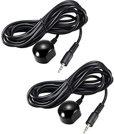 sourcing map IR Infrared Receiver Extender Cable 2.5mm Jack 6.5FT Long 26-39FT Receiving Distance Black Head 2pcs
