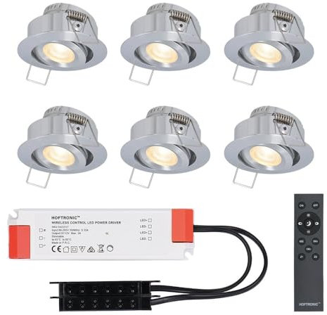 HOFTRONIC - 6er 12V Mini LED Einbaustrahler Dimmbar - 3 Watt - 2700K Warmweiß - IP44 Wasserdicht CREE Deckenspots Einbauleuchte für Terrassendach, Badezimmer, Schlafzimmer & Wohnzimmer