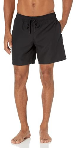 Amazon Essentials Men's 7” (18cm) Swimming Shorts with Mesh Lining, Pockets, Drawstring Closure, Black, M