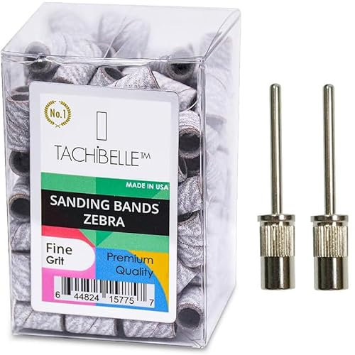TachiBelle Premium Made in USA - Lima abrasiva professionale ZEBRA a grana fine + 2 mandrini in omaggio