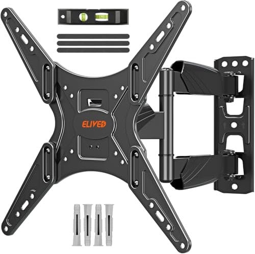 ELIVED TV Wall Bracket for Most 26-60 inch TVs, Tilt and Swivel Wall Mount for Flat or Curved TVs with VESA 100x100-400x400mm up to 40KG, Full Motion Corner TV Bracket with Articulating Arm EV009