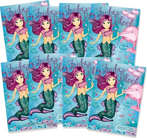 8 Zauberblöckchen * MEERJUNGFRAU Coralie * im Set mit je 24 Seiten in DIN A8 von Lutz Mauder // Mitgebsel Kindergeburtstag Malbuch Nixe Nixen