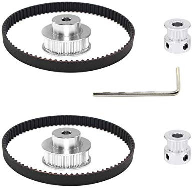 Befenybay 2Kit 2GT Synchronrad 20 & 36 Zähne 6,35 mm Bohrung Aluminium-Zahnscheibe mit 2 Stück Länge 200 mm Breite 6 mm Riemen (20-36T-6,35B-6)