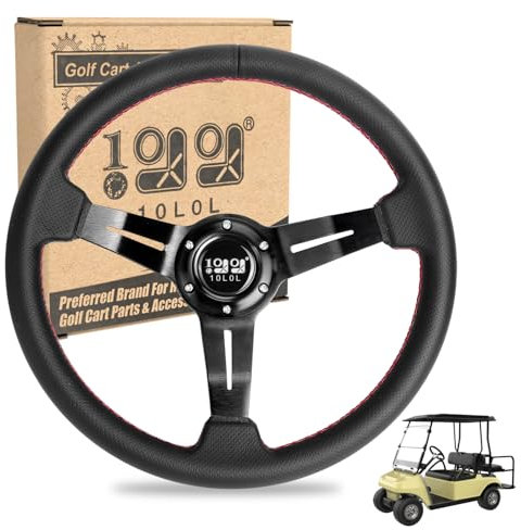 10L0L Universelles Design Golfwagen-Lenkrad passend für Yamaha Club Car DS & Precedent Tempo, EZGO RXV & TXT, ergonomisches Design, Kohlefaser-Lenkrad