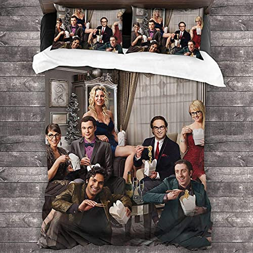 ANSSON The Big Bang Theory Bettwäsche 135x200cm Set + 2 Kissenbezug Sheldon Leonard Bettbezug Mikrofaser Bettdecken Bezug für Erwachsene (135x200cm+80x80cmx2, Sitcom5)
