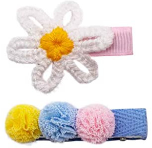 bb klostermann 2x Stoff-Haarspange Blume + Bommeln 22302