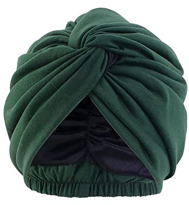 Pluto & Fox Kopfbedeckung, mit Gummiband auf der Rückseite, zum Schlafen, Krebs, Chemotherapie, Nacht, Haarverlust, grün, 56/58 cm
