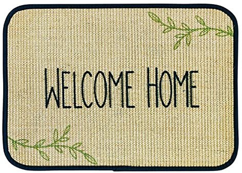 WohnDirect Eco-Sisal Fußmatte 40x60 - Fußmatte 100% Sisal - rutschfeste Türmatte Welcome - Kratzmatte - Made In Germany