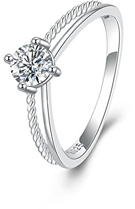 Musihy Verlobungsring Unendlichkeitszeichen, Zirconia Ring Weiß Damen Silberringe mit Rundem Zirkonia Ring Frau 53