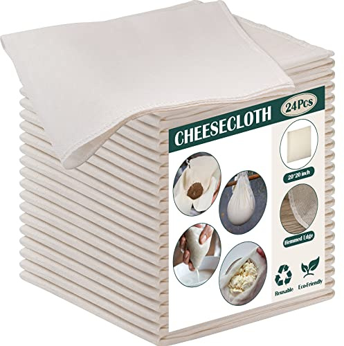 Reginary 24 Pcs 20 x 20 Inches Cheese Cloths for Straining Cheesecloth Bulk