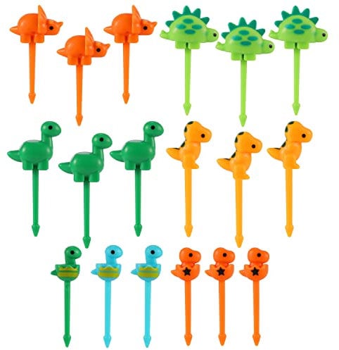 18 Pcs Dinosaur Food Picks for Kids, Cartoon Dessert Fruit Forks Toddlers Lunch Bento Box Decor Cute Mini Animal Toothpick Accessories for Sandwich, Cake, Pastry, Children, Adult, Home Party