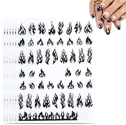 6 Blätter Flammen Nagelkunstaufkleber Abziehbilder 3D Selbstklebende Flamme Nagelaufkleber Nagelkunstdesigns Für Maniküre-Tipps Dekoration DIY Nail Art Supplies