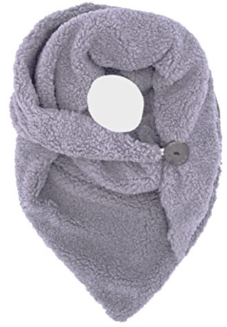 FASHION YOU WANT Damen KuschelSchal, Teddyfell Baumwolle Dreieckstuch Frauen Winterschal Herbstschal Warm Dreieck Schal Halstuch Scarf (grau)