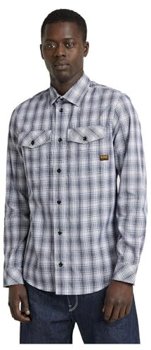 G-Star Men's Marine Slim Shirt, Multicolor (imperial blue liam check D24963-D531-G296), XXL