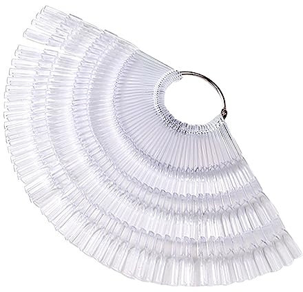 150Pcs Nail Swatch Sticks,Nail Swatches,Nail Colour Display With Metal Split Ring Nail Art Tip Stick Color Display Practice Scalloped False Nail Sample Stick(Clear)