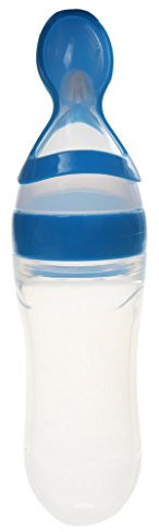 Biberon de riz pour bébé avec cuillère en silicone – Bleu – Biberon non toxique pour nourrissons