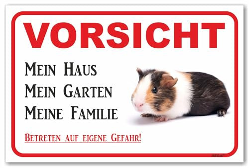AdriLeo Schild - Vorsicht Meerschweinchen - Mein Haus - (40x60cm) / Achtung