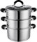 Royal Cuisine 3 Tier Multi Layer Stainless Steel 22cm Steamer cooking Pot With Stackable Pan Insert/Glass Lid Cookware Set food steamer with Silicone Handles induction cookware