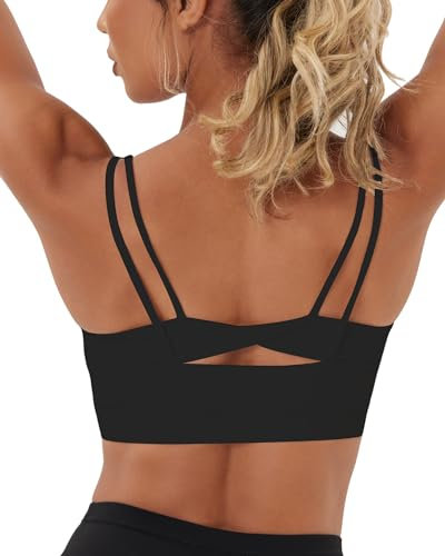 As Fairy Sport-BH, Nahtloser Yoga-BH mit herausnehmbaren Körbchen, hochwirksamer, sexy, rückenfreier Workout-Gymnastik-BH (Schwarz,L)