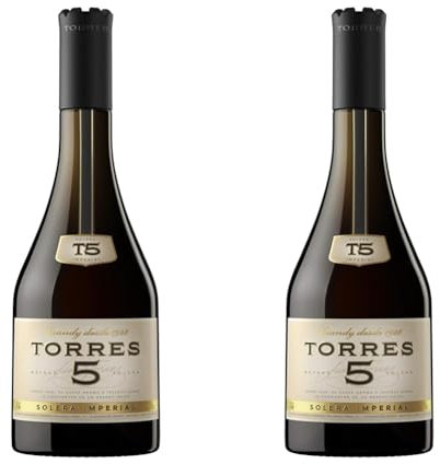 TORRES BRANDY 5 Solera Reserva, Brandy, 70 cl - 700 ml (Paquete de 2)
