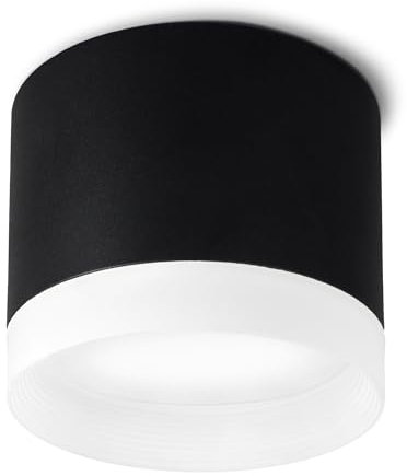 SSC-LUXon VORA Deckenspot flach rund mit Leuchtrand - Aufbaustrahler innen in matt schwarz inkl. GX53 LED 5W neutralweiß 230V