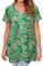 Enmain Camiseta Mujer Manga Corta Top Túnica Larga Cuello de Pico Blusa Elegante y Cómoda Talla Grande Tops Estampadas T Shirt para Mujeres,Verde,XXL