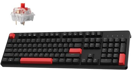 LEMOKEY X3 Wired Mechanical Gaming Keyboard, 100% Layout with QMK/VIA Programmable Keyboard, Red Switch，Red Backlit for Windows