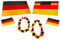 Deutschland 6-er Set Fanartikel, 1x Deutschland-Fahne, 2x Autofensterfahnen, 2x Hawaii-Ketten und 1x Flaggen-Cape mit Ärmel und Daumenschlaufen