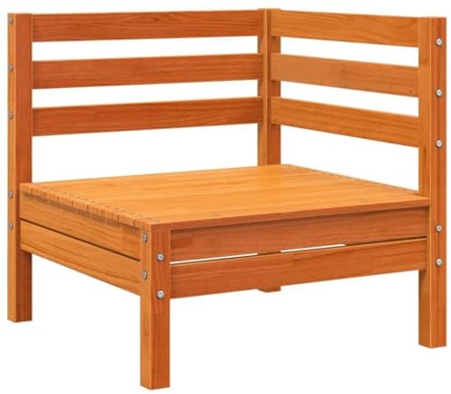 vidaXL Garten Ecksofa, Gartensofa mit Latten-Design, Gartencouch Modular mit Rückenlehne, Sofa Couch Gartenmöbel Gartengarnitur, Wachsbraun Massivholz Kiefer