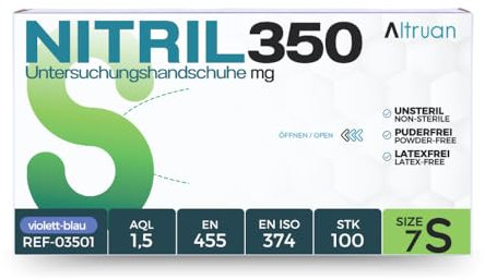 ALTRUAN Nitrilhandschuhe 1000 Stück Dunkel Blau, Nitril350, Einweghandschuhe, Einmalhandschuhe, Untersuchungshandschuhe, Nitril Handschuhe, puderfrei, ohne Latex, latexfrei, disposable, Größe S