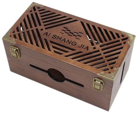 Luminexia Kabelmanagement Box,Kabel Organizer Box,Massivholz Schreibtisch Aufbewahrungsbox Kabelmanagement Box Holzregal Eckregal Kupfer Muster Dekor Mit Schloss BüRo Holz Schreibtisch Organizer