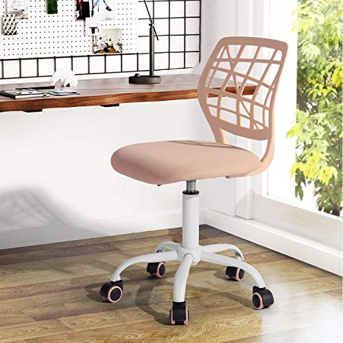FurnitureR Chaise de Bureau à Domicile, Siège D'ordinateur Moderne et Réglable, Chaise de Bureau sans Accoudoir Pivotante, Chaise de Bureau pour Jeunes, Salle d'étude, Rose