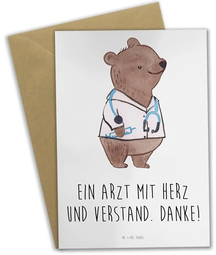 Mr. & Mrs. Panda Grußkarte Arzt mit Herz - Geschenk, medizinischer Beruf, Arzt Danke, Einladungskarte, Glückwunschkarte, Dankbarkeit, handgefertigt,